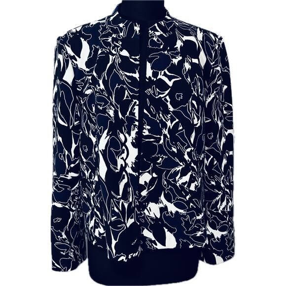 Kasper Print Suit Collarless Open Front Jacket - Picture 1 of 9